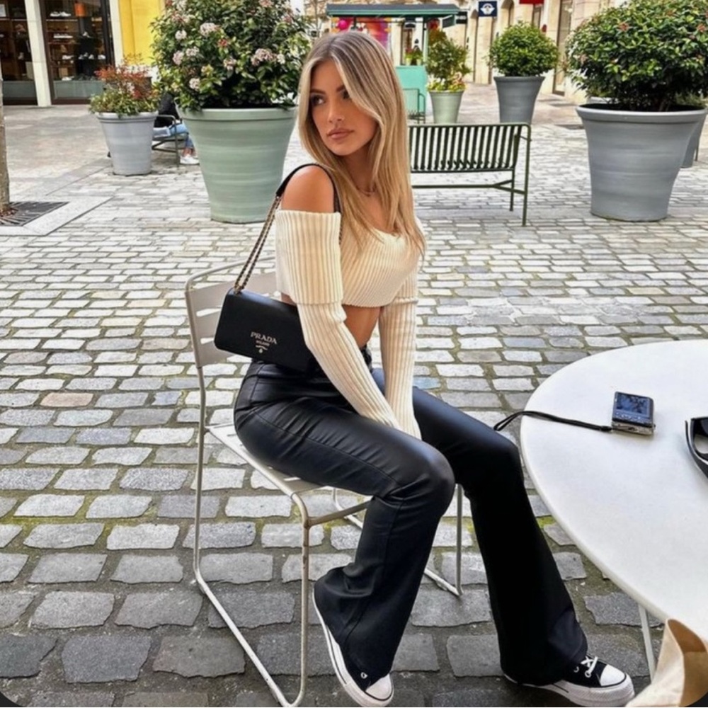 Zara Faux Leather Flared Pants - Picture 3 of 12